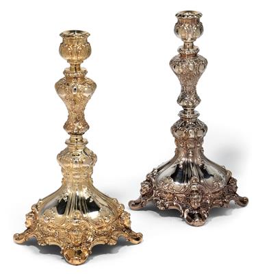 A pair of candleholders from Vienna, - Stříbro
