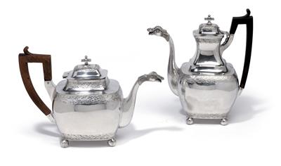 Portugiesische Tee- und Kaffeekanne, - Silber