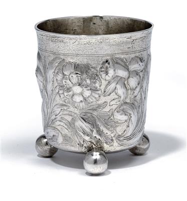 A cup with ball feet from Prague, - Stříbro