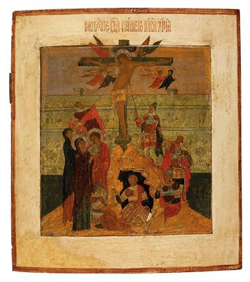 An icon from Russia - Crucifixion, - Stříbro