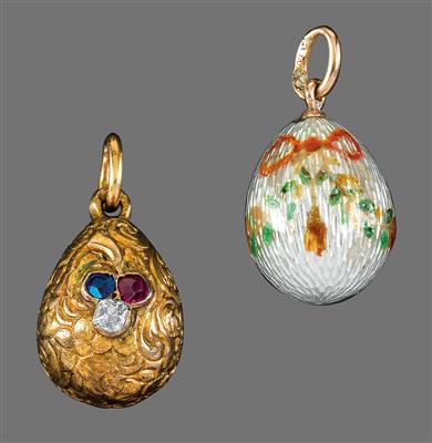 Two egg pendants, - Silver
