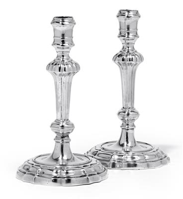 A pair of Venetian candleholders, - Stříbro