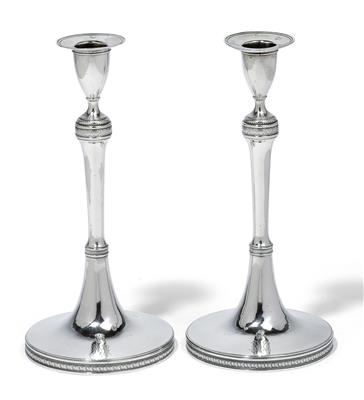 A pair of Empire candleholders from Vienna, - Stříbro