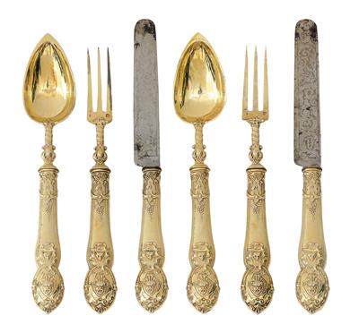 A dessert cutlery service from Paris, for 12 individuals, - Silver