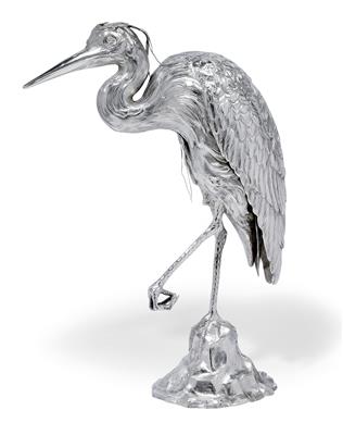 A figure of a heron, - Silver