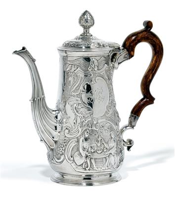 A George II. coffee pot from Dublin, - Stříbro