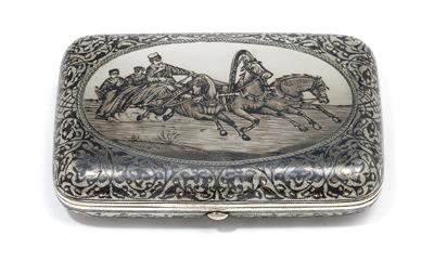 A niello cigarette case from Moscow, - Argenti