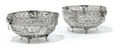 Paar deutsche Historismus Schalen, - Silber und Russisches Silber