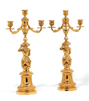 A pair of four-light candelabra from Vienna, - Stříbro