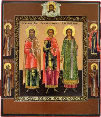 An icon from Russia – Ss. Samon, Gurij and Aviv, - Stříbro
