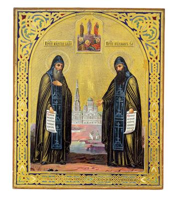 An icon from Russia – Ss. Sergej and German of Wala'am Monastery, - Argenti