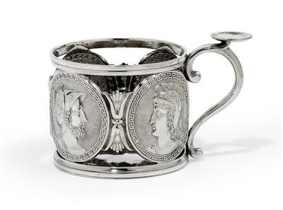 A glass holder from St Petersburg, - Silver
