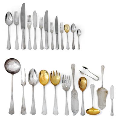 A cutlery set for 12 individuals, from Vienna, - Silver