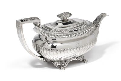 A George III. teapot from London, - Silver and Russian Silver