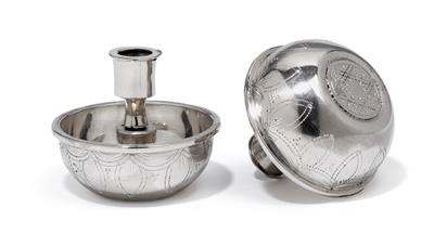 A pair of travel candleholders from St Petersburg, - Stříbro a Ruské stříbro