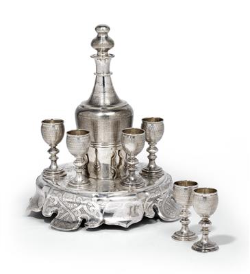 A liquor set from Vienna, - Stříbro a Ruské stříbro