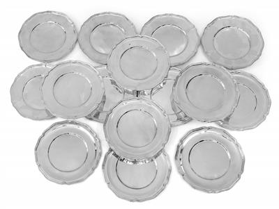 15 place plates from Germany, - Silver and Russian Silver