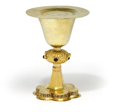 A Gothic “vermeil” chalice with paten, - Argenti e Argenti russo