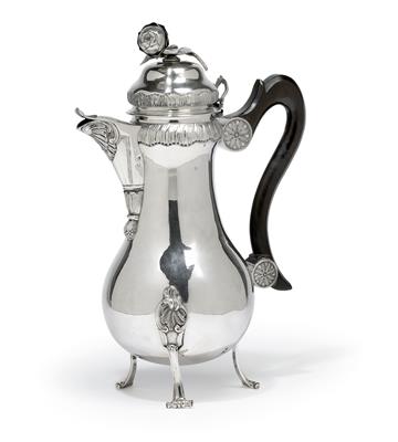 A large coffee pot from France, - Silver and Russian Silver