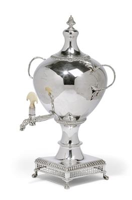 A George III tea urn from London, - Silver and Russian Silver