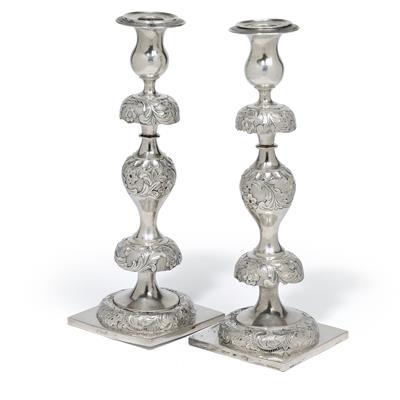 A pair of candleholders from Poland, - Stříbro a Ruské stříbro