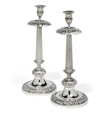 A pair of candleholders from Tuscany, - Stříbro a Ruské stříbro