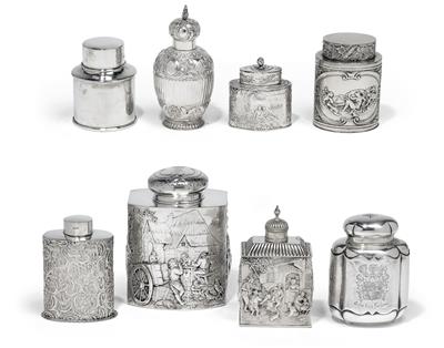 A collection of tea caddies, - Argenti e Argenti russo