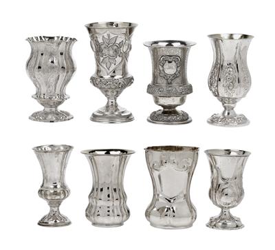 A collection of beakers from Vienna, - Silver and Russian Silver