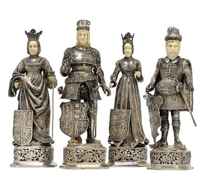 4 deutsche Historismus Statuetten, - Silber und Russisches Silber