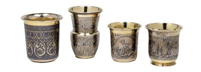 Four niello cups from Moscow, - Silver and Russian Silver
