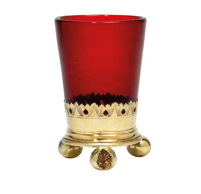 A Baroque ruby glass, - Silver and Russian Silver