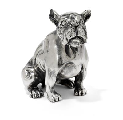 A figure of a bulldog, - Silver and Russian Silver