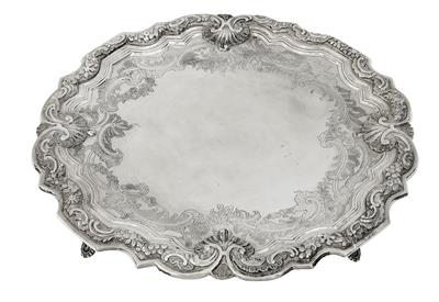 A footed salver from Malta, - Silver and Russian Silver