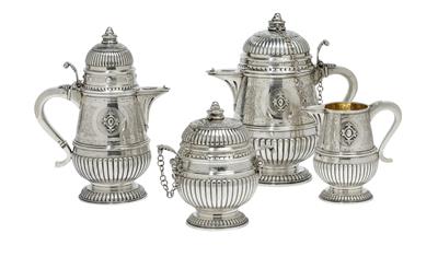 Italienische Tee- und Kaffeegarnitur, - Silber und Russisches Silber