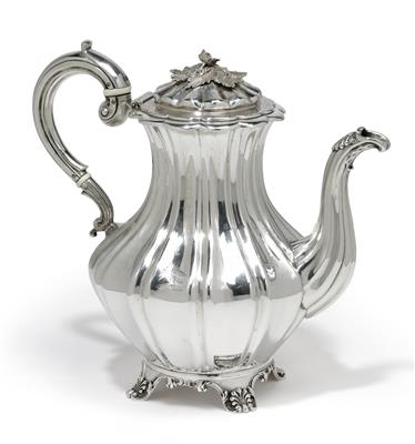 A William IV. coffeepot from London, - Silver and Russian Silver