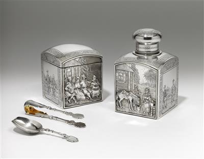 A tea caddy and sugar bowl, from Moscow, - Silver and Russian Silver