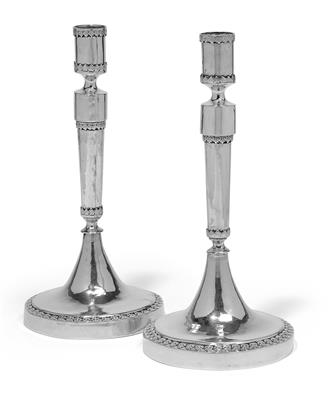 A pair of North Italian candleholders, - Silver and Russian Silver