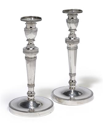 A pair of candleholders from Paris, - Silver and Russian Silver