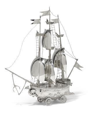 A figure of a ship, - Silver and Russian Silver