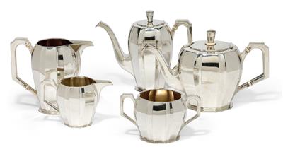Wiener Jugendstil Tee- und Kaffeegarnitur, - Silber und Russisches Silber