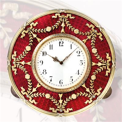 “FABERGÉ” - a Table Clock by the Workmaster Michael Perchin, from Saint Petersburg, - Silver