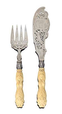 A Fish Serving Set from London, - Stříbro