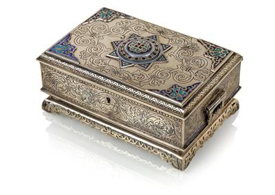 An Enamelled Lidded Cassette from Moscow, - Stříbro