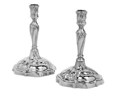 A Pair of Candleholders from Augsburg, - Silver
