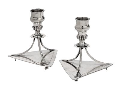 A Pair of Neo-Classical Candleholders from Northern Italy, - Stříbro