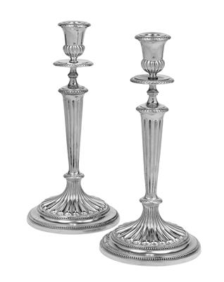 A Pair of Candleholders from Saint Petersburg, - Silver