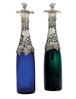 A Pair of Wine Bottles with Stoppers, - Argenti
