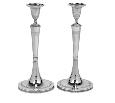 A Pair of Neo-Classical Candleholders from Vienna, - Stříbro