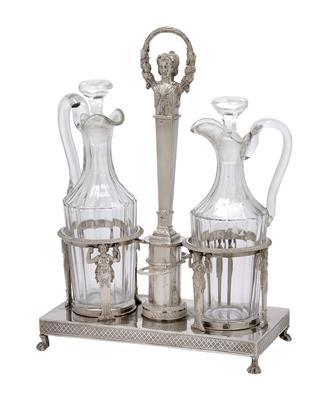 An Empire Cruet Frame from Paris, - Stříbro