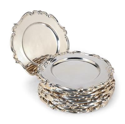 16 Place Plates, - Silver and Russian Silver